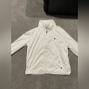 Men’s Ralph Lauren polo light weight white jacket with hood, size XXL.